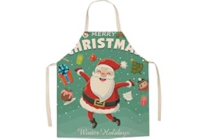 JFAN Delantal sin mangas navideño Cocina para hombres y mujeres Delantal para el hogar Cena Hornear Fiesta navideña 2023-feliz Papá Noel