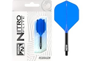 RED DRAGON Darts – Nitro Flite Système intégré de vol et d'arbre – No.2 Forme et design - Disponible en Court, intermédiaire et moyen - Variété de couleurs - Accessoires de fléchettes professionnelles