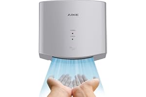 AIKE Händetrockner 10 Sekunden Trocknen Energiesparend Kommerziell Elektrischer Händetrockner Automatisch für Küche Badezimmer Toilette AK2630S 220V 1400W Silber