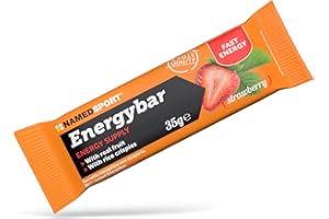 NAMEDSPORT SUPERFOOD NAMEDSPORT EnergyBar, Gustosa Barretta Energetica Gusto Fragola, a base di Carboidrati, con estruso di riso e purea di frutta, Ideale prima e Durante l’Attività Sportiva, Brand of Italy, Box da 12