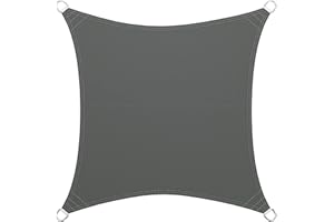 LARMNEE Voile d'Ombrage Carré, 3 x 3 m, PES, pour Jardin, Protection Solaire, Coupe-Vent, Résistant à la Pluie, Anneaux Robustes, Polyester, Durable, Anthracite, EGY33SP02