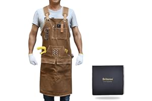 BRITEREE Grembiule per la lavorazione del legno da uomo, regalo per falegnameria, con 9 tasche per attrezzi, grembiule da lavoro in tela cerata resistente