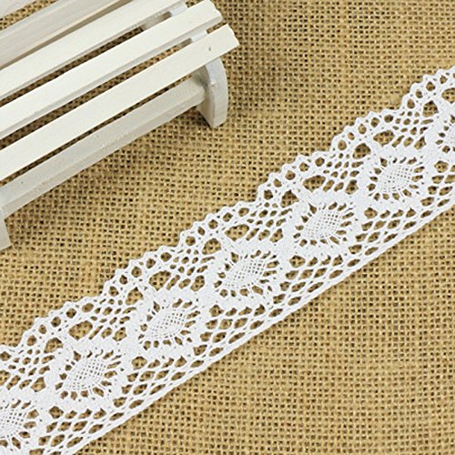 Cotton Spitze Häkel Borte Schleifenband Nähen Basteln 11 Yards (Bleichen) - 3