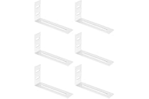 XINGWENHAO 6 szt. Regulowane wsporniki narożne, kątownik montażowy z 3 otworami, metalowy kątownik mocujący L, wsporniki kątowe do mebli drewnianych, biały 105 x 53 x 25,5 cm