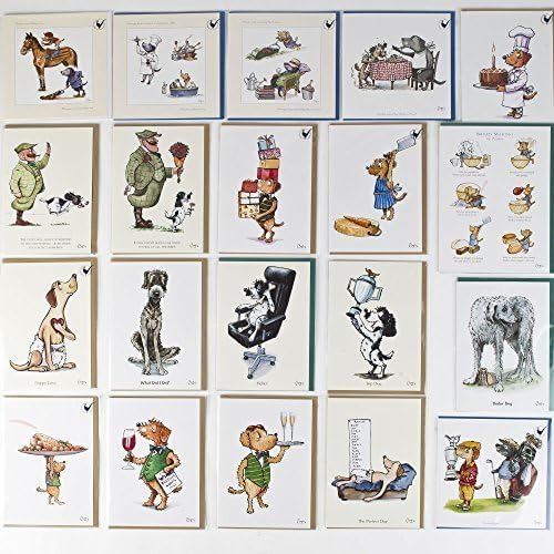 20 assorted cartoon dog greeting cards by Bryn Parry. Blank on the inside for any occasion.