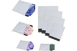 huruirui Enveloppe Plastique Expedition Pack Mixte de 4 Modèles Emballage Colis Vinted Plastiques Auto-Adhésive Inviolables et Imperméables Sacs d'expédition Pochette envoie colis vinted-Blanc 50Pcs