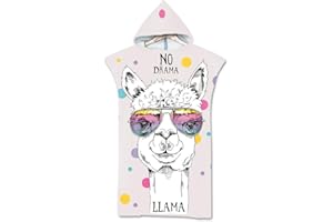 DOTBUY-SHOP DOTBUY - Toalla de playa de microfibra con capucha, divertido estampado de alpaca para adultos, bata cambiadora para mujeres y hombres, toalla ligera para surf y natación (75 x 110 cm, F)