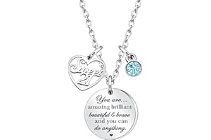Tibond Birthday Necklace Gifts 13th 16th 18th 21st 30th 40th 50th 60th for Girls Women, Blue Birthstone Presents for Daughter Niece Sister Friend Girlfriend Teen Girls Mun Aunt