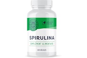 Vimergy Spiruline Gélules, 30 Portions – Faciles à digérer – Superaliment puissant –Végétalien –sans Agents Anti-Agglomérants, Additifs ou Couleur Ajoutée - Sans OGM et sans Gluten (180 Gélules)