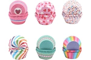 HO2NLE 600pcs Papel para Cupcakes, Muffin Papel Magdalenas 5 cm x 3.2cm x 6.8cm Mini Cápsulas para Magdalenas Pastel Tarta Cakes Cumpleaños Bodas Fiesta Repostería Horno 6 Estilos Colores