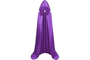 maxToonrain Long Satin Cape with Hood for Adult, Halloween Christmas Unisex Fancy Hooded Cloak