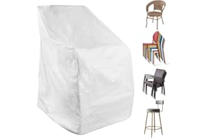 E-Senior Housse de Protection pour Chaise de Jardin, Résistante aux Intempéries, Résistante à la Déchirure, épaisse, Tranparent, pour Chaises, Housse en Tissu PEVA pour Chaise Empilable, Dossier Haut