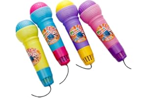 STOBOK 4pcs Echo Microphone Toy Plastic Microphone Fake Mics Cartoon Model Toy for Kids Child Pretend Play Random Color 15cm
