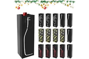 QINERSAW 15 Sacchetti per Bottiglie Vino in Carta Kraft Buste per Bottiglie di Vino Colore Nero Sacchetti Porta Bottiglie Vino Champagne Sacchetti Regalo Vino per Festa Compleanno Natale 35 * 11 * 9cm