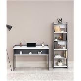 Arpelia Ahşap &Ccedil;alışma Masası Ve Kitaplık (Gri - Beyaz)
