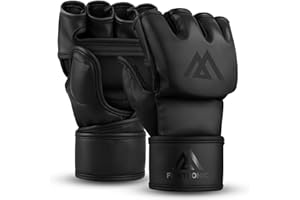 Flintronic Guantes MMA Artes Marciales Entrenamiento, Cuero Grappling Guantillas, Kara Ventilada Palma Gloves, Guantillas MMA Hombre Mujer, para Muay Thai, Kick Boxing, Punching Bag, Boxeo