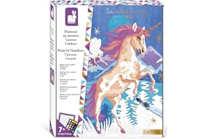 Janod - Set Dipingi con i Numeri Unicorni - 2 Quadretti Fai-Da-Te - Les Ateliers du Calme - Attività Creativa per Bambini - Dai 7 Anni, J07985