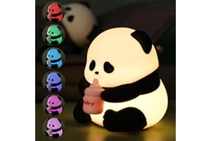 iLAFFUS Night Light for Kids, Squishy Cute Panda Lamp Dimmable Childrens Night Light Baby with Timer & 10 Colors, Rechargeable Night Lamp Bedroom Smart LED Bedside Lamps Toddler Night Lights Newborn