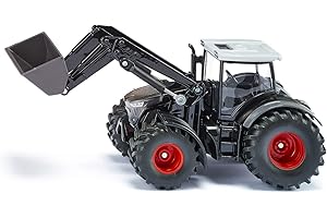 siku 1990, Fendt 942 Vario con Caricatore Frontale, Trattore Giocattolo, 1:50, Metallo e Plastica, Nero, Benna Mobile e Caricatore Frontale, Attacco Posteriore e Anteriore