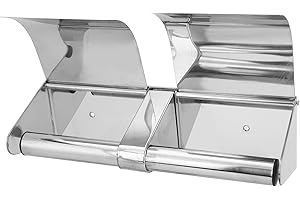 CYRANK Toilet Roll Holder, Double Wall Mounted Toilet Paper Roll Holder Stainless Steel with Lock and Cover No Drilling Commercial Toilet Paper Dispenser(Sliver)