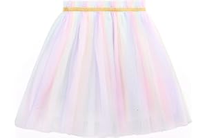 Camilife Bébé Tout-Petit Enfant Fille Jupe Tutu Arc-en-Ciel Jupe Tutu Paillettes Colorées Jupe Ballet Princesse Minijupe Tulle Ceinture élastique Doux Adorable pour Les 2-10 Ans