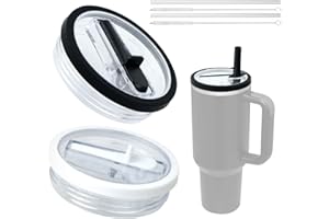 JINMINAMZ Stanley Cup Accessories zestaw 6 odpornych na wyciek i pyłoszczelnych pokrywek na filiżanki, wielokrotnego użytku, ze słomkami i szczotkami do słomek (czarny + biały)