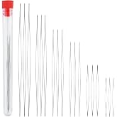 18 Pcs Pearl Needle, 6 Sizes, Big Eye, Bottle Included, for Threading Pearls, Sewing Needles Stainless Steel