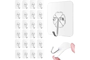 EKKONG 24 Stücke Klebehaken ohne Bohren, Haken selbstklebend, Transparenter Wandhaken, Türhaken Kleiderhaken Wasserfest Ideal für Küche Bad Wand & Decke Aufhänger, Max 10kg