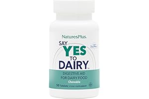 NATURE'S PLUS NaturesPlus Say Yes to Dairy - Natural Lactase Enzyme Supplement, Maximum Strength, Lactose Intolerance Relief - Gluten Free, Vegan - 50 Chewable Tablets