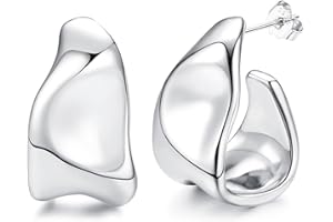 Adramata Masywne złote kolczyki dla kobiet, srebro wysokiej próby 925, kolczyki koła pozłacane 14-karatowym złotem, hipoalergiczne, otwarte kolczyki w kształcie łezki, złote srebrne kolczyki dla