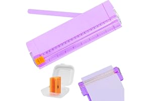 GUOYOU Paper Cutter, Portable Guillotine Paper Trimmer A4 with Automatic Security Safeguard and Side Ruler, Paper Trimmer Scrapbooking Tool, for Craft Paper, Coupon, Label and Cardstoc (Purple)