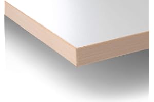 Modulor Holz Tischplatte in 1,9 x 80 x 160 cm mit Kern aus Spanplatte, Platte für Arbeitstisch, mit Buche-Umleimer und Laminatbeschichtung, weiß geperlt