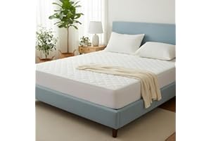 IMFAA Quilted Mattress Protector - Extra Deep Stretch Skirt– Mattress Topper – Anti Allergy and Breathable Fitted Mattress Cover. (White, Super King(182x200+40) Cm)