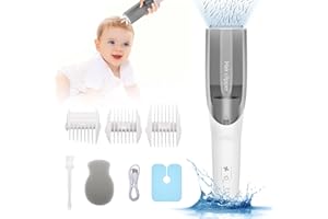 CARER SPARK Máquina Cortapelos para Bebés, Recortadora Silenciosa con Aspiración para Niños Impermeable Recargable por USB con 3 Peines Guía Ideal para Cortes Infantiles