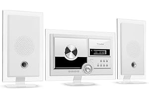 AUNA Stereo Sonic - Impianto Stereo DAB+, Montaggio a Parete, Sintonizzatore Radio DAB+ / FM, Lettore CD, Porta USB per MP3, Bluetooth, Ingresso AUX, Display LCD, Autospegnimento, Bianco Neve