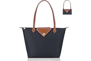 BOJLY Tote Bags for Women Stylish Waterproof Nylon Ladies Shoulder Bag Top Handle Handbag Folding Beach Travel Bag for Work,Shopping, School Deep Grey Small