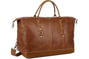 BAOSHA Bolso Tote de Viaje Extragrande de Piel sintética Bolsa de Viaje para el Fin de Semana Bolsa de Viaje para Hombre y Mujer HB-14 (Marrón) (Marrón)