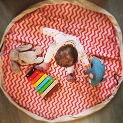 FOOFE Canvas Striped Toy Storage Bag Child Crawling Mat,1