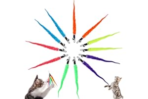 SLIVERDEW 12 Stück Katze Wand Spielzeug Ersatz Nachfüllung Katzenwurmspielzeug Nachfüllungen Katzenstab Spielzeug Ersatzminen pelziger Schwanz Wurm mit Glocken Teaser-Nachfüllungen für Katzen, Kätzchen, Wurm