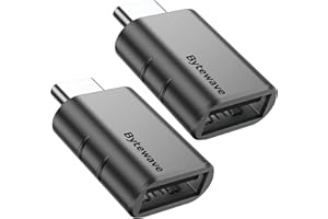 Bytewave USB-C to USB 3.0 Adapter, 2-Pack, OTG Male to Female Compatible with Compatible with MacBook Pro, MacBook Air, Apple, Samsung, Android, Microsoft, HP, Dell, Asus, Acer - Space Grey