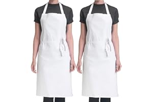 4sold Confezione da 2 grembiuli regolabili unisex in 100% cotone, con 2 tasche, spessi grembiuli da cucina da cuoco, per casa, cucina, ristorante, caffetteria