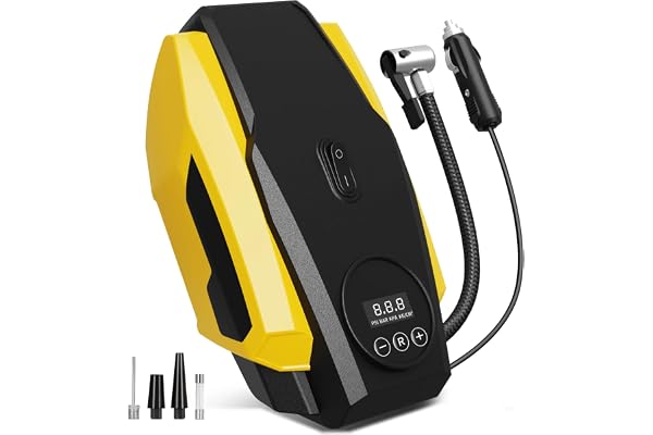 Mrsdry 150psi Air Tyre Inflator for Car and Bike Pump Auto Stop (Yellow)