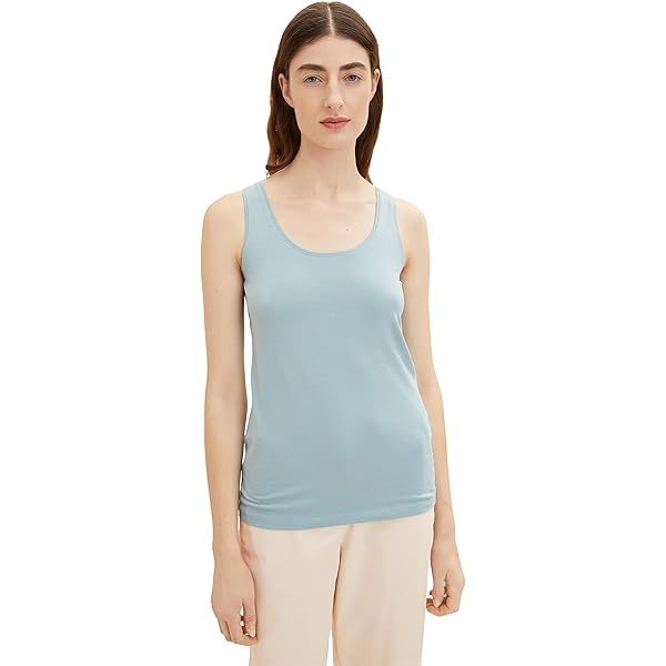 TOM TAILOR Top Femme Bleu Casual Coton Logo (EU 40