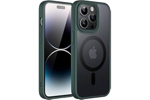 ‎JETECH JETech Magnetyczna Etui dla iPhone 14 Pro 6,1 Cala Kompatybilny z MagSafe, Półprzezroczysta Matowe Tylna Szczupły Odporny na Wstrząsy Case (Ciemnozielony)