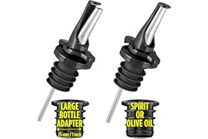 POURA Metal pour - Tappo dosatore liquore - Consente di versare la quantità di Liquido Desiderata - Si Adatta Perfettamente a Qualsiasi Bottiglia - Nero - Confezione da 2 unità