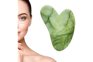 TIMEMEET guasha, raschiatura in giada naturale, raschiatura facciale a forma di cuore, strumento per raschiare la cura della pelle del viso, adatto per il rilassamento del viso, sollevamento della pelle