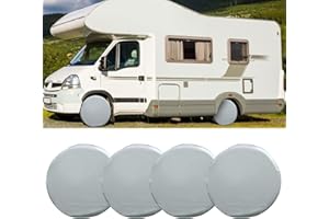 ConBlom Pokrowce na opony do kamperów, 4 sztuki, wodoszczelne pokrowce na koła do przyczep kempingowych, przyczep kempingowych, samochodów ciężarowych (27-29 cali)