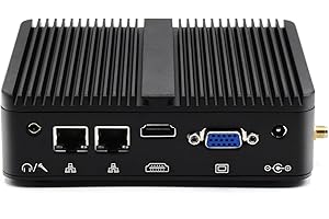 WEIDIAN Mini PC avec CPU Celeron J4125 Windows 11 Pro Mini PC Ordinateur de Bureau, 16Go RAM DDR4, 256Go SSD, RS232 COM, USB3.0, 2LAN, HD, VGA, WiFi, BT4.0, PC sans Ventilateur Mini PC Industriel