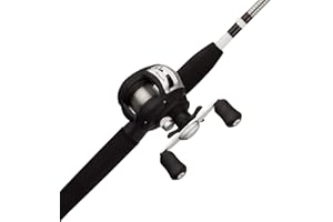Shakespeare Alpha Medium 6' Low Profile Fishing Rod and Bait Cast Reel Combo (2 Piece),Black, White