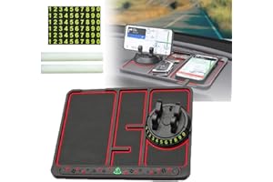 AIMISITE Antirutschmatte Auto ，4-in-1 Multifunktions-Handy-Pad, rutschfeste Armaturenbrett-Matte, universal, 360 Grad drehbar, Handy-Halterung, Matte für Auto (rot)